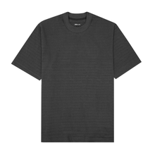 STRIPED PIQUE OVERSIZED TEE IN CHARCOAL GREY