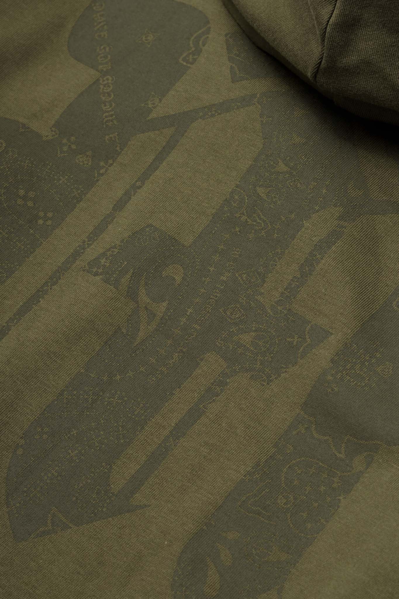 M'$ PAISLEY PATCHWORK MILITIA HOODIE IN OLIVE