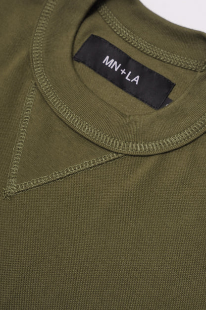 PIQUE MILITIA LONGSLEEVE TEE IN OLIVE