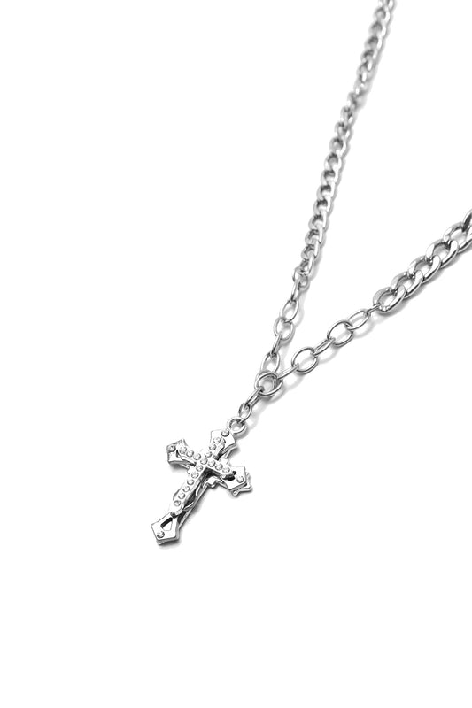DYSTOPIAN CROSS PENDING W/ FIGARO CHAIN