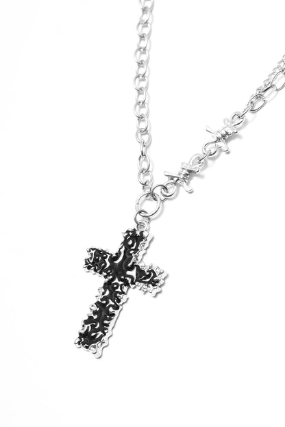 ONYX CROSS PENDANT W/ MULTI CHAIN