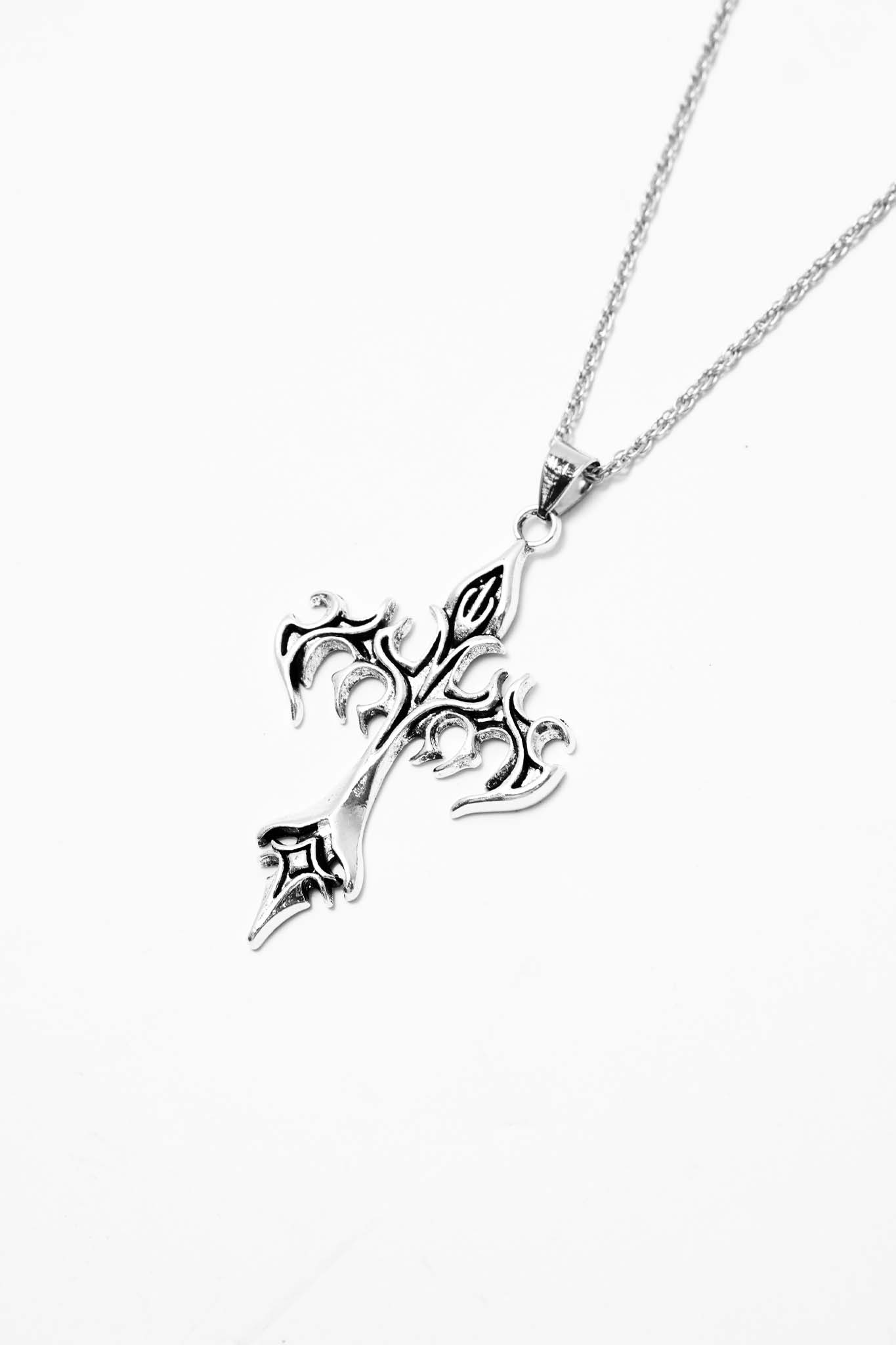 ARSONIST CROSS PENDANT W/ ROLO CHAIN