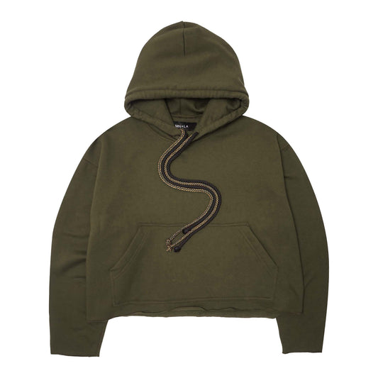 CUTOFF HOODIE IN OLIVE