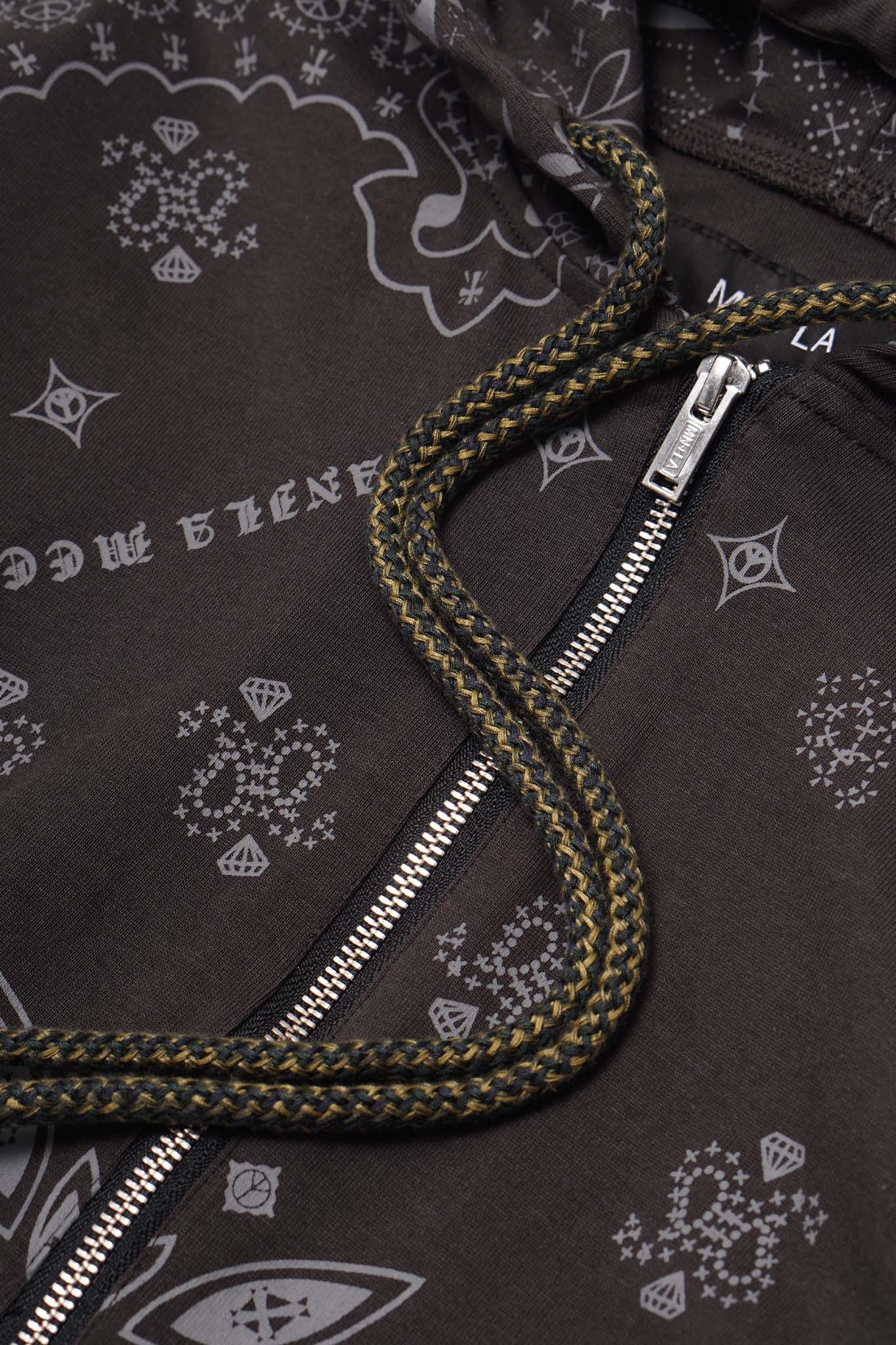 CLASSIC ZIP HOODIE IN IRON PAISLEY