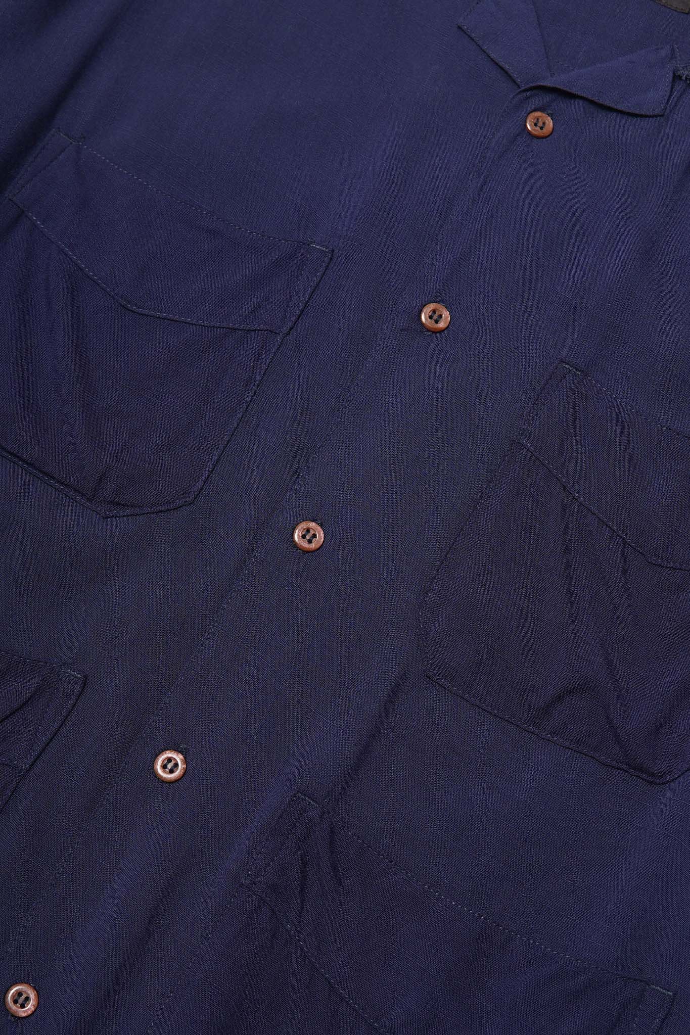 4 POCKET CUBAN SHIRT IN COBALT BLUE