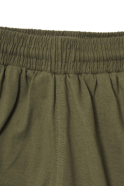 "ADVENTURE" LITTLE HUMAN™ SHORTS IN OLIVE