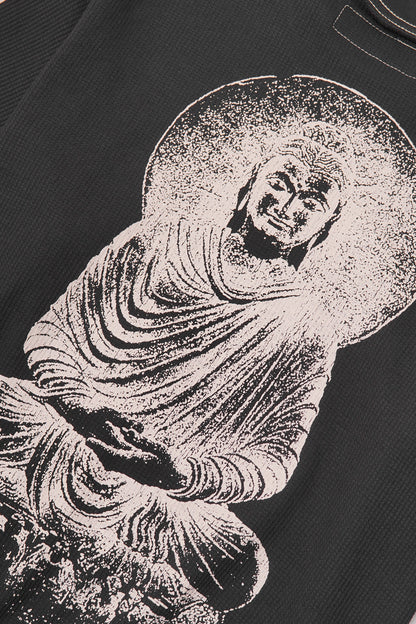 "THE ENLIGHTENED ONE" WAFFLE TEE IN ANTHRACITE