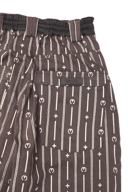 M+ PINSTRIPED OVERPOCKET PHAT PANTS IN CHARCOAL GREY