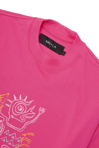 "SPIRIT WALKER" ULTRA HEAVY TEE IN STATIC PINK