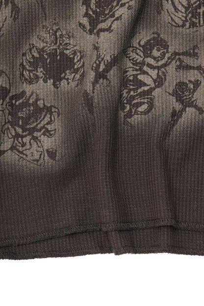 "CITY OF ANGELS" WAFFLE LONGSLEEVE TEE IN CHARCOAL GREY