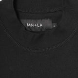 "CROP CIRCLES" MOCK NECK TEE IN CAVIAR/OLIVE
