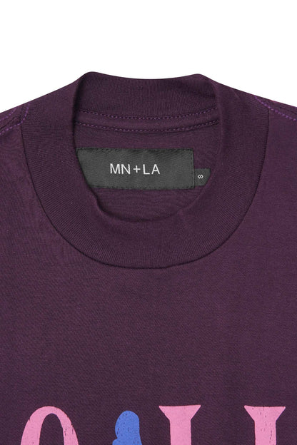 "CALL ME" TEE IN SHADOW PURPLE