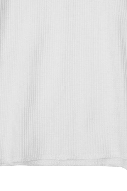MILITIA MOCK NECK WAFFLE TEE IN WHITE