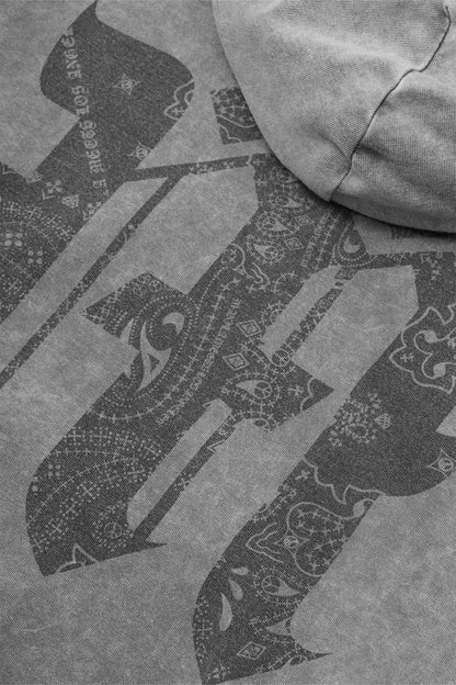 M'$ PAISLEY PATCHWORK MILITIA HOODIE IN CEMENT