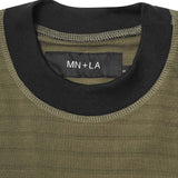 NEEDLEWORK MOCK NECK TEE IN FIELD OLIVE
