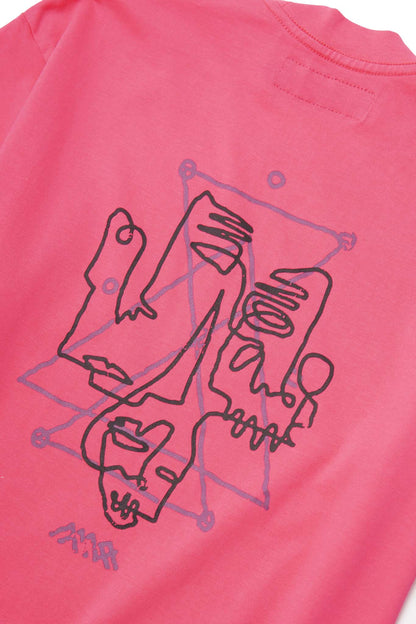 "VISAGES" ULTRA HEAVY TEE IN STATIC PINK
