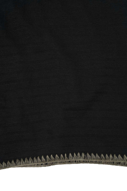 INCA PIQUE MOCK NECK TEE IN CAVIAR