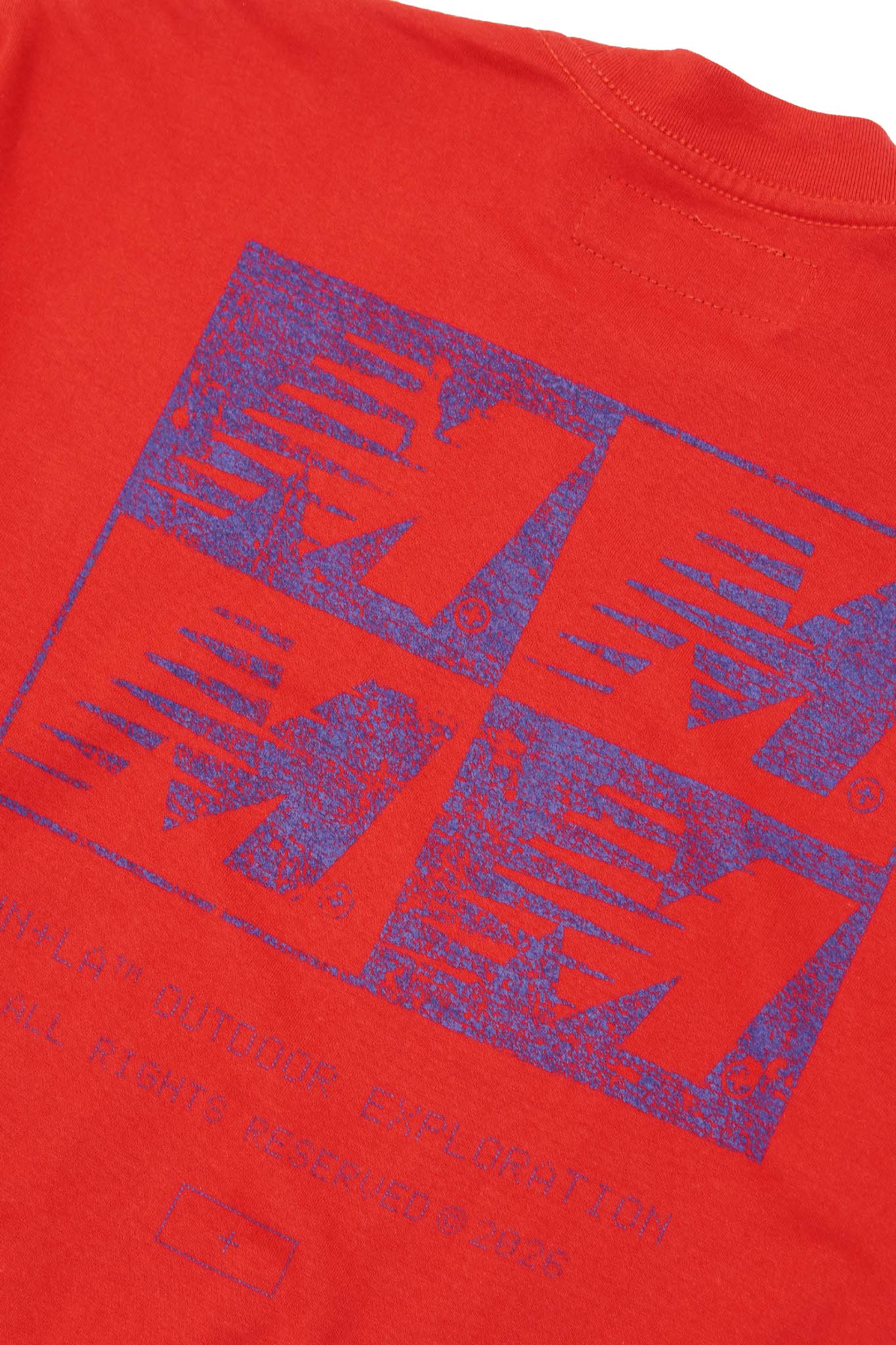 "OUTDOOR EXPLORATION" MULTI LOGO TEE IN RARRI RED