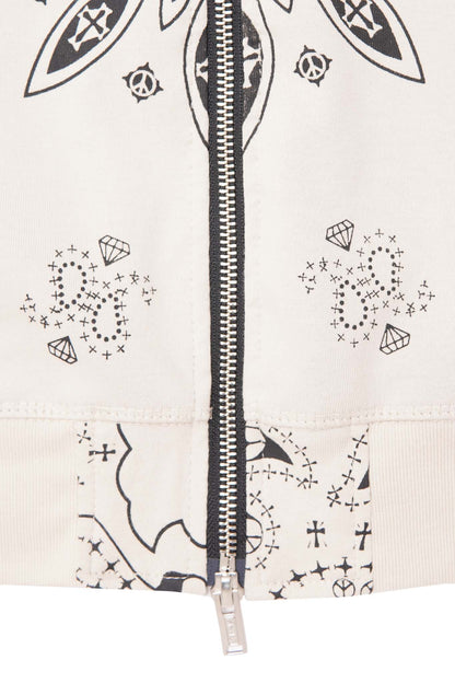 "PEACE PAISLEY" ZIP HOODIE IN OAT
