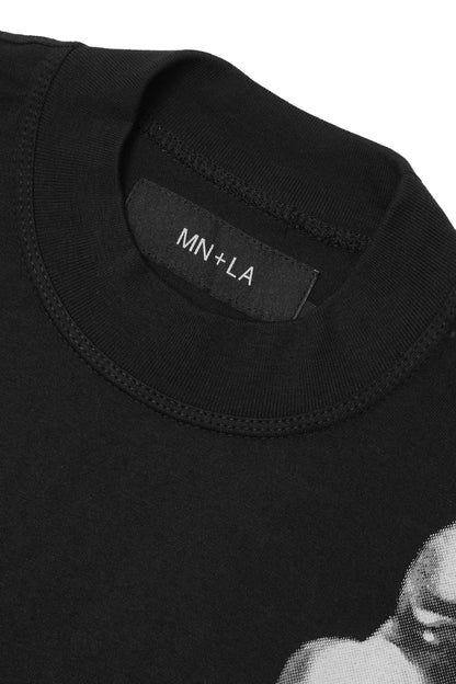 "SEE NO EVIL" TEE IN CAVIAR
