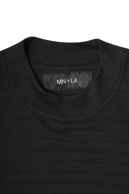 NEEDLEWORK MOCK NECK TEE IN TAIGA