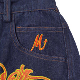"BURNING STALLION" DOUBLE KNEE PHAT SHORTS IN DENIM SLATE
