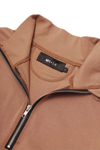 M+ QUARTER ZIP L/S TEE V2 IN APRICOT
