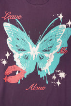 "LEAVE ME ALONE" TEE IN SHADOW PURPLE