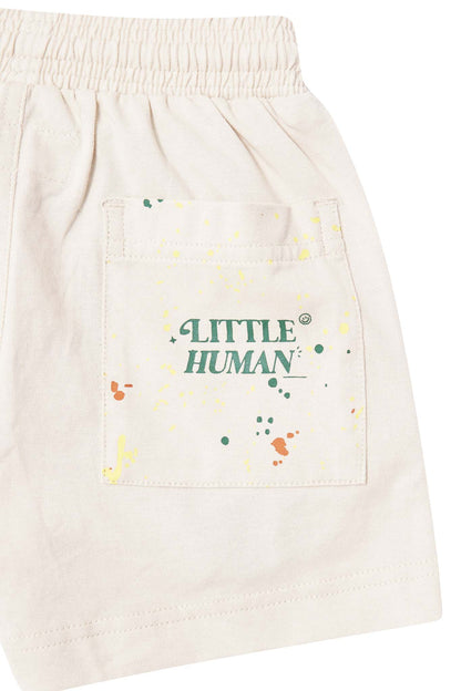 "PAINT SPLAT" LITTLE HUMAN™ PLEATED SHORTS IN OAT