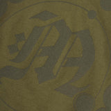 "CROP CIRCLES" MOCK NECK TEE IN OLIVE