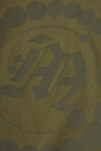 "CROP CIRCLES" MOCK NECK TEE IN OLIVE