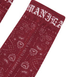 "PEACE PAISLEY" BANDANA SOCK IN BLOOD RED