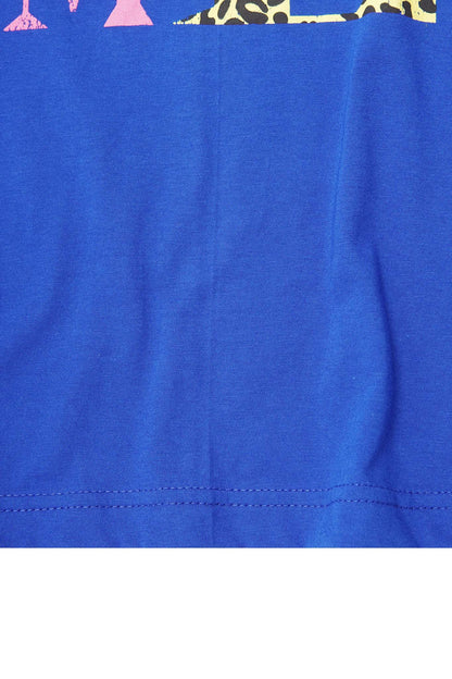 "CALL ME" TEE IN ELECTRIC BLUE