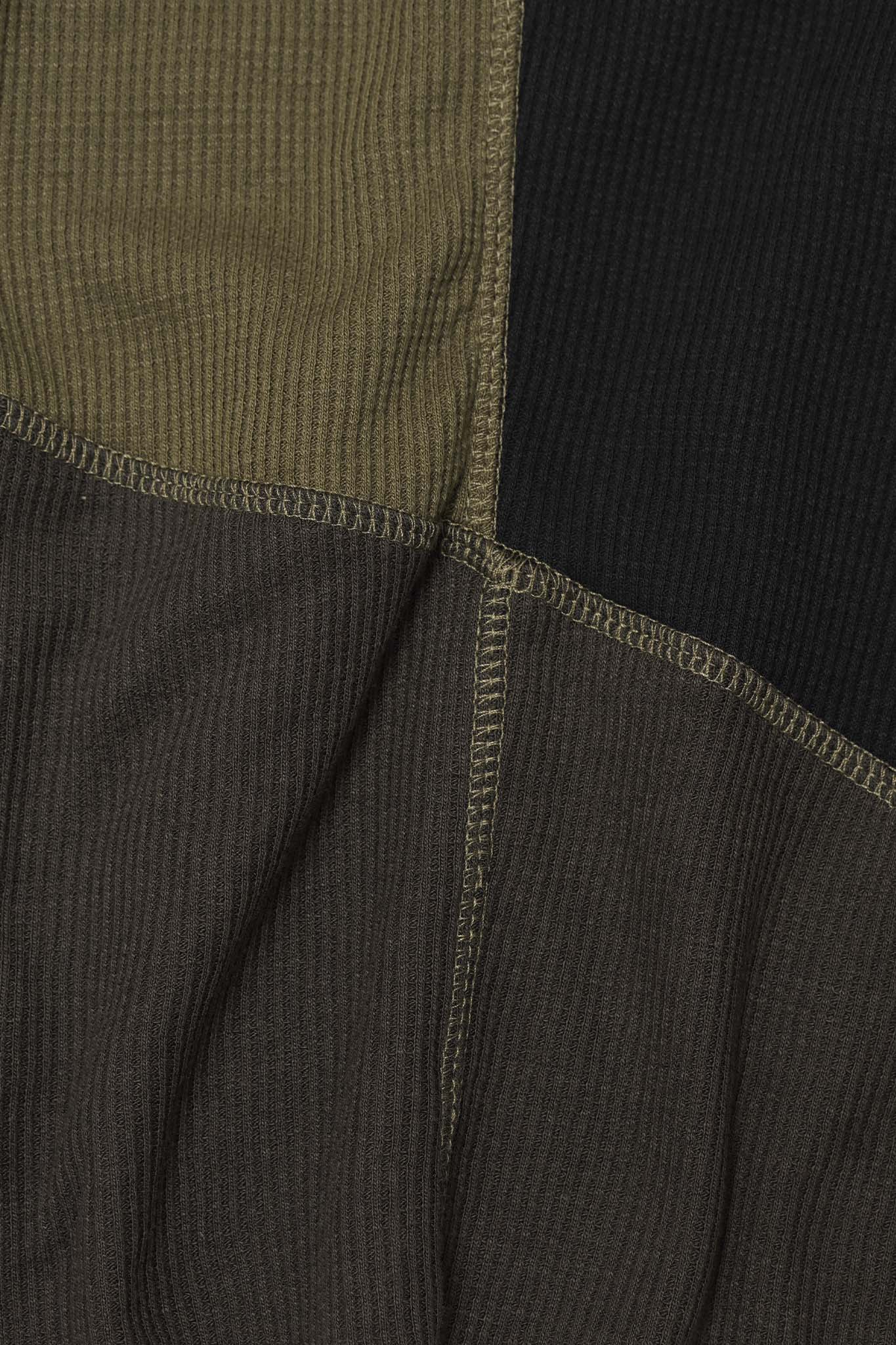 PATCHWORK MOCK NECK WAFFLE TEE IN TERRAIN