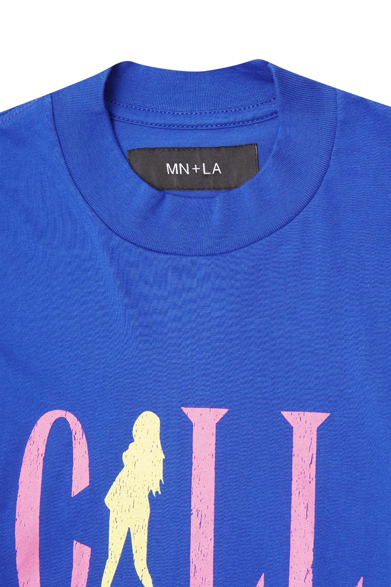 "CALL ME" TEE IN ELECTRIC BLUE