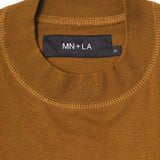 "CROP CIRCLES" MOCK NECK TEE IN RUST
