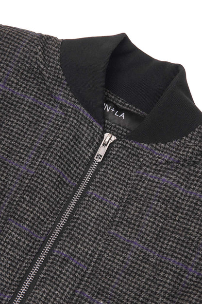 "THAI" BOMBER JACKET IN PIGEON PLAID/CITRON