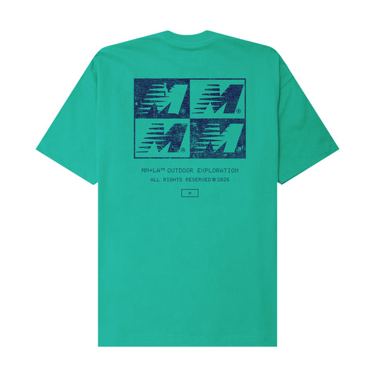 "OUTDOOR EXPLORATION" MULTI LOGO TEE IN JADE