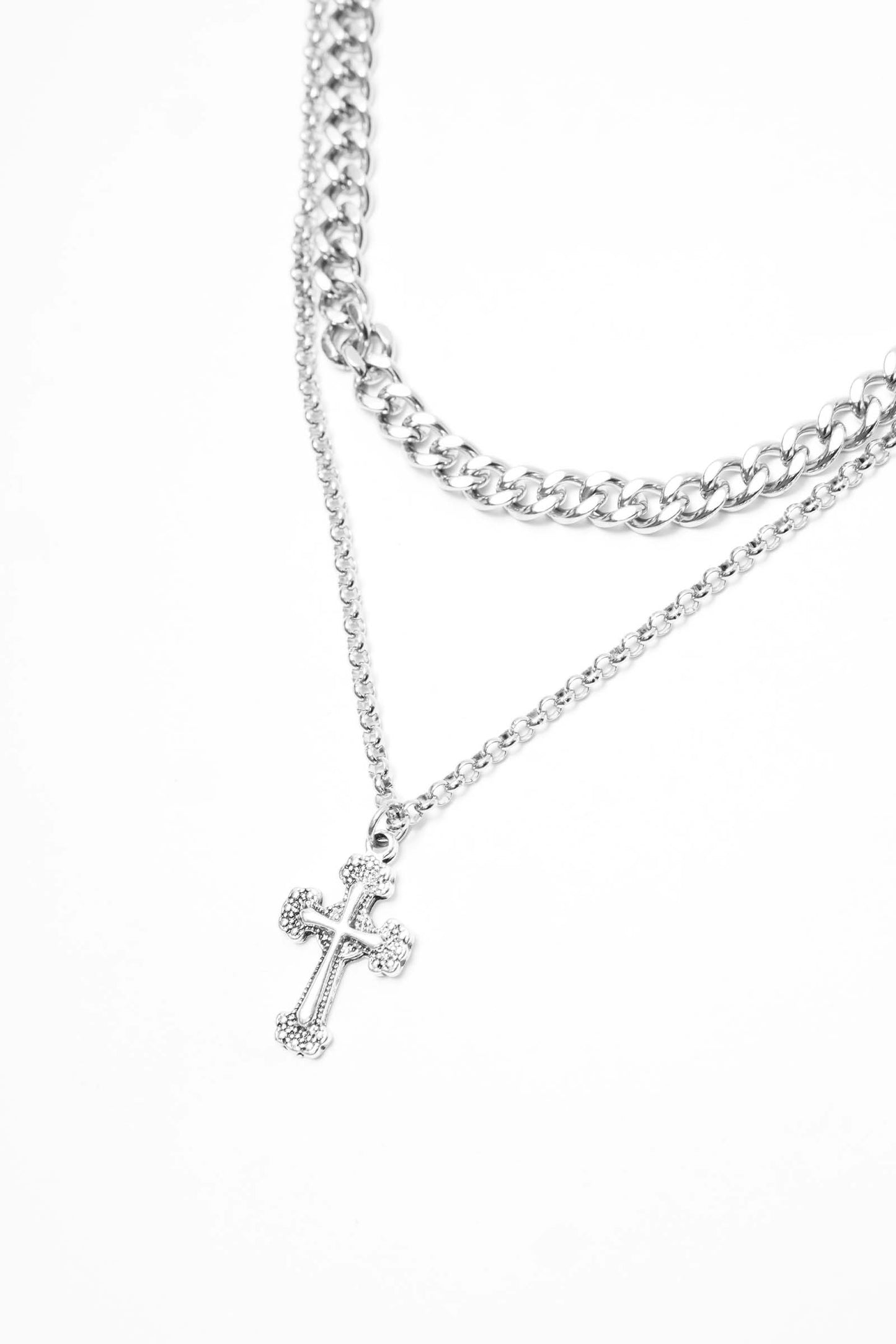 INRI STEEL PENDANT W/ MULTI CHAIN