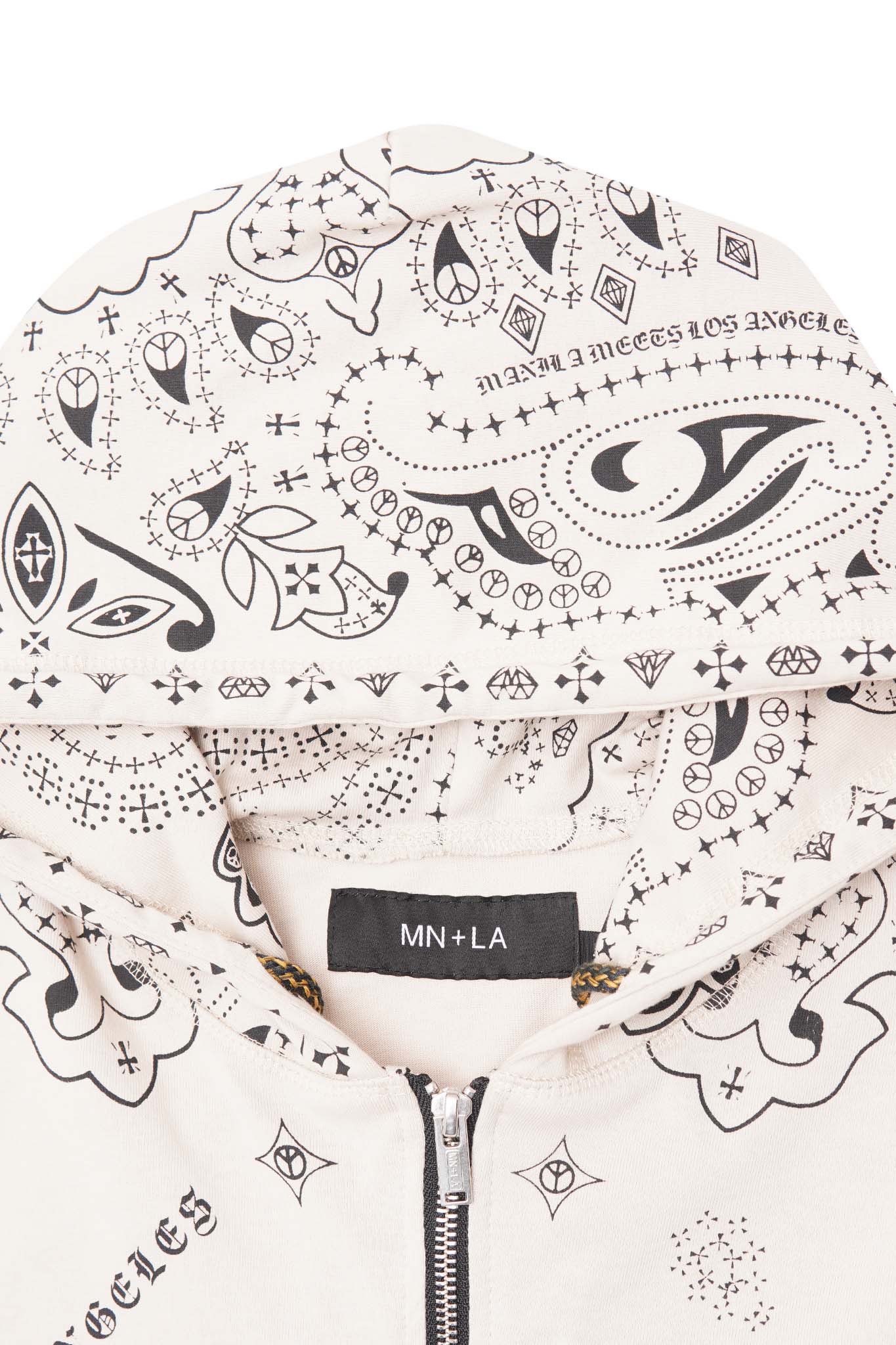 "PEACE PAISLEY" ZIP HOODIE IN OAT