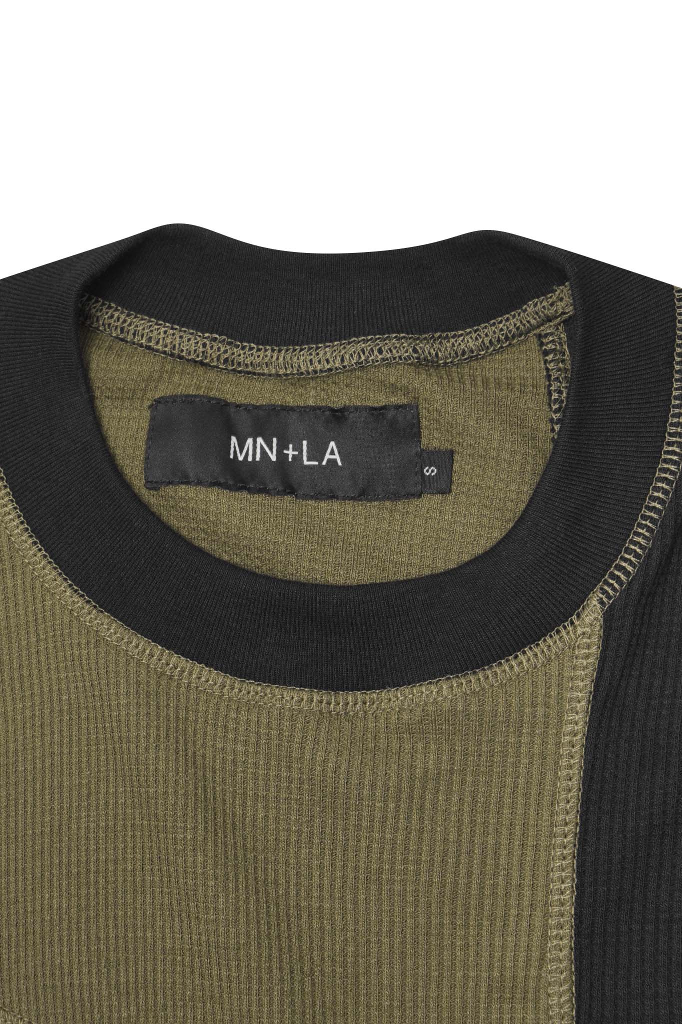 PATCHWORK MOCK NECK WAFFLE TEE IN TERRAIN