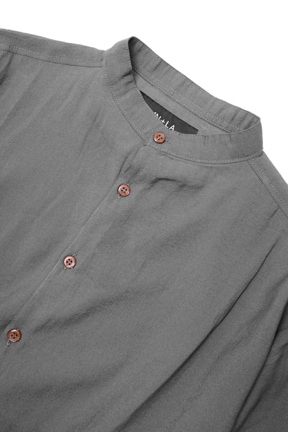 MANDARIN L/S SHIRT IN IRON GREY