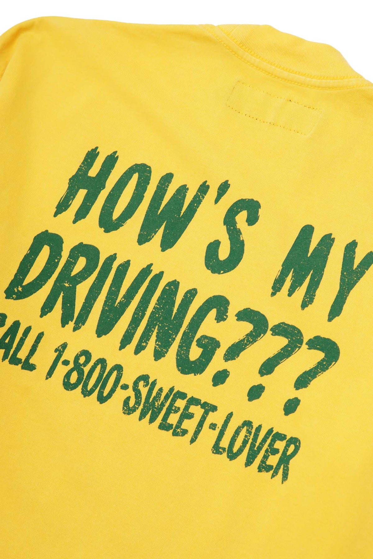 "HOW'S MY DRIVING???" ULTRA HEAVY TEE IN LEMON PINE