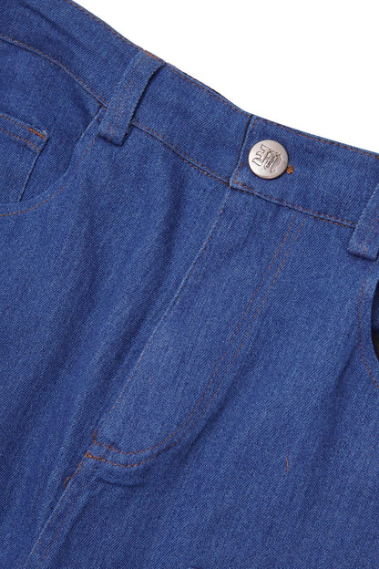 "TRUE BLUE" DOUBLE KNEE PHAT SHORTS