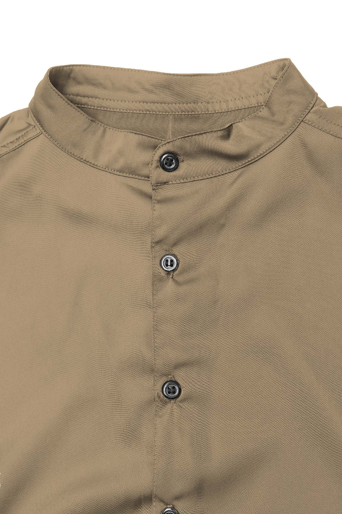 MANDARIN S/S SHIRT IN SIENNA