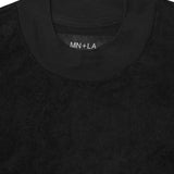 TOWEL MOCK NECK TEE IN CAVIAR