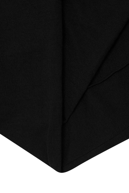 WAFFLE WEAVE PLEATED WIDE PANTS IN CAVIAR