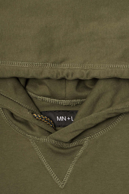 M'$ PAISLEY PATCHWORK MILITIA HOODIE IN OLIVE