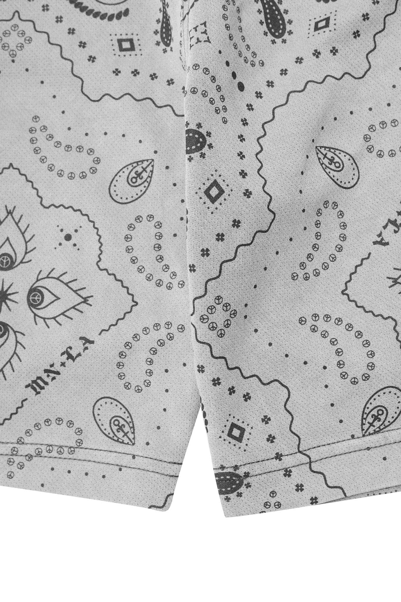 PEACE PAISLEY COURT SHORTS IN STEEL