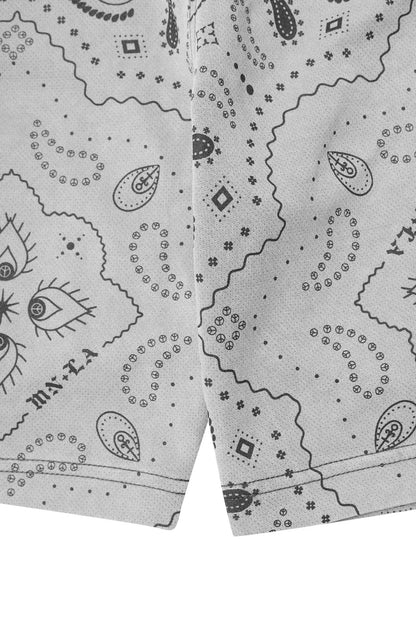 PEACE PAISLEY COURT SHORTS IN STEEL